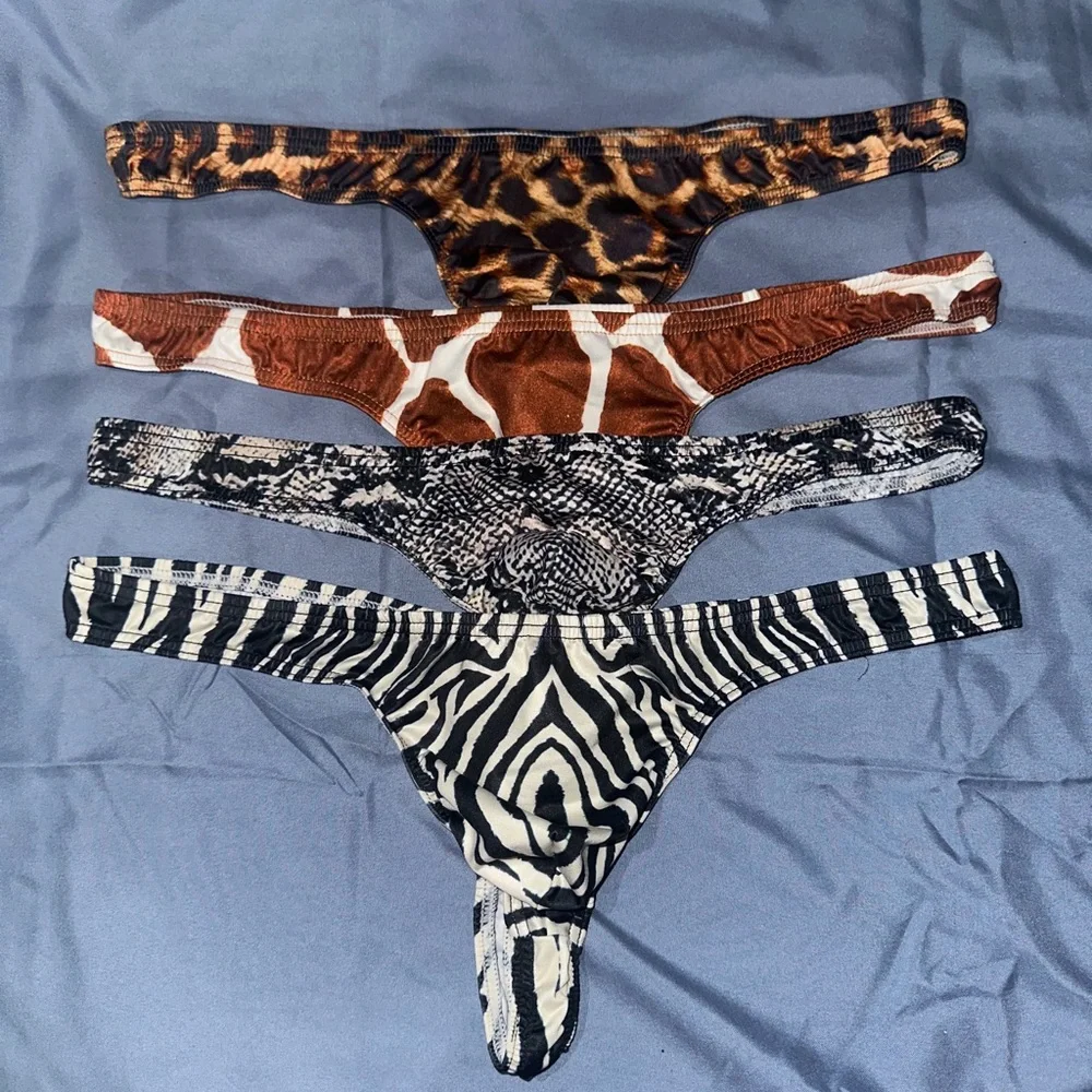 Men's Animal Print Thongs – Pack of 4